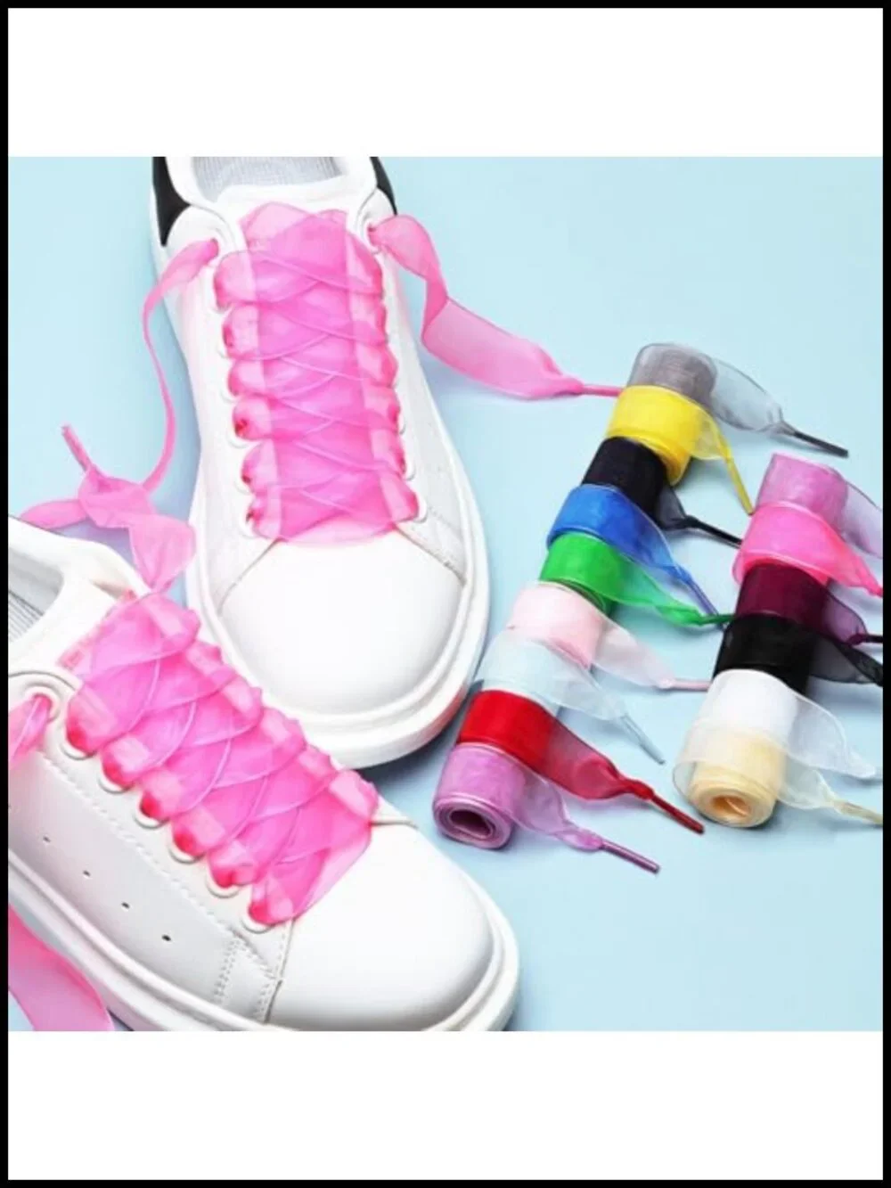 Satin Ribbon Shoelaces 2CM Wide - Replacement Laces for Sneakers